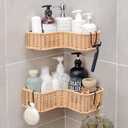 GRANNY SAYS Corner Shower Caddy, 2 Pack Rustproof Corner Shelves, Wicker Shower Organizers and Storage, Inside Shower Shelf for Home Decor