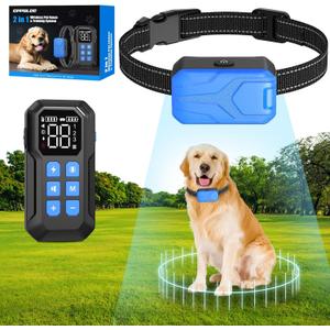 CPPSLEE Wireless Dog Fence, Electric Fence for Dogs, Wireless Fence for Dogs, Portable 2 in 1 Electric Dog Fence and Training Collar System