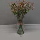 Artificial Eucalyptus Stems in Glass Vase with Faux Water,6Pcs Fake Plant Grey-Orange Eucalyptus for Centerpiece (Grey-Orange Eucalyptus)