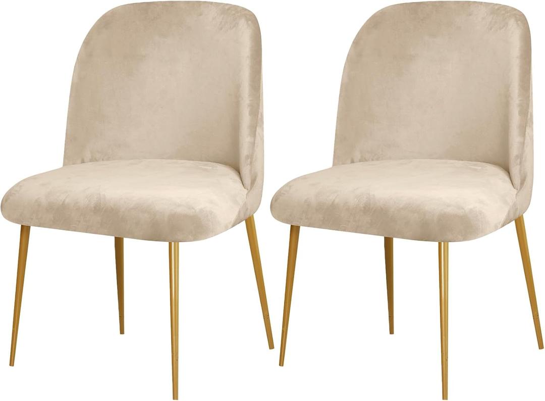 Gollense Curved Back Chair Covers for Dining Room, Velvet Mid Century Modern Chair Slipcovers, Semi Circle Back Chair Seat Protector for Kitchen Living Room (2PCS, Taupe)