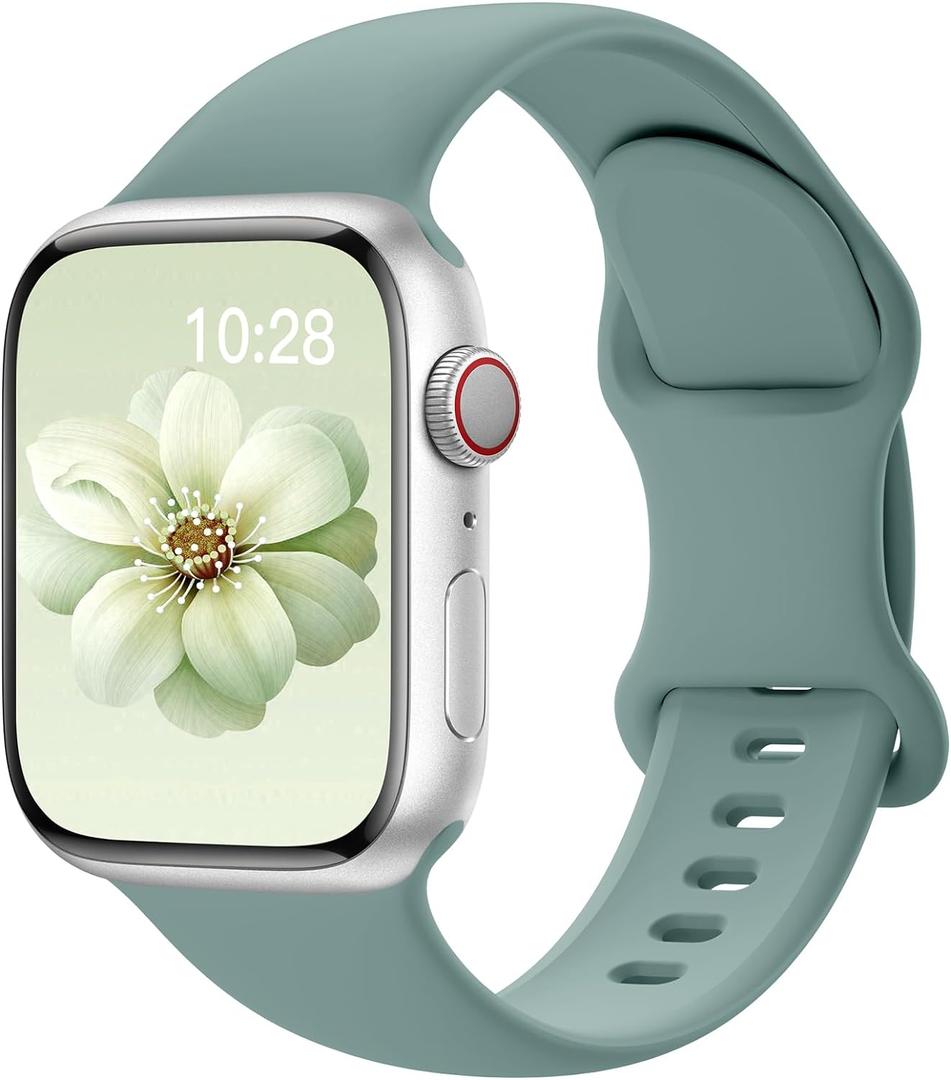 Sport Silicone Band Compatible with Apple Watch Bands 40mm 38mm 41mm 44mm 45mm 42mm 49mm Women Men,Soft Wristband Waterproof Replacement Sport Strap for iWatch Bands Series 9 8 7 6 5 4 3 2 1 SE Ultra (Cactus)