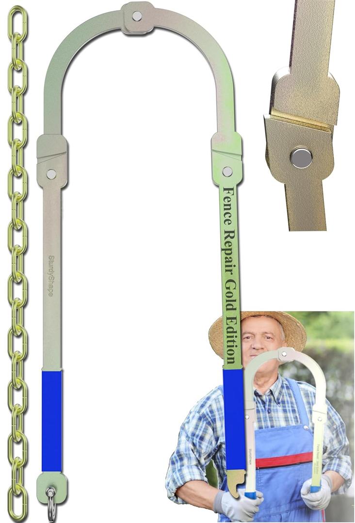 SturdyShape Fence Fixer Tool V2 Upgraded Golden Edition  Barbed Wire Stretcher & Repair Tool for Fence Maintenance