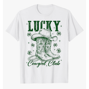 Vintage Retro St. Patrick's Day Cowboy Lucky Cowgirl Club T-Shirt M