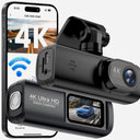 Dash Cam 4K Front, Ultra HD Dash Camera for Cars, 1.47''IPS Screen Mini Car Camera with APP Control, Built-in Wi-Fi & G-Sensor, 24H Parking Mode, Night Vision, WDR, Loop Recording, Support 256GB Max
