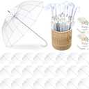 24 Pcs Clear Bubble Umbrellas Bulk 52 Inch Large Windproof Transparent Wedding Umbrellas with j Hook Handle for Wedding Bridal Parties Graduation Outdoor Events (White)