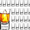 Ruckae 24 Pack 1 OZ Shot Glasses Set Shot Glass with Heavy Base Clear Shot Glasses Bulk for Whiskey (Transparent-Cone Shaped)