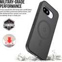 for Google Pixel-9a Case: Translucent Matte Magnetic Phone Cover, Military-Grade Shockproof with Screen Protector, for MagSafe, Anti-Fingerprint & Reinforced Bumpers - Onyx Black