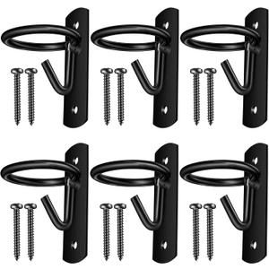 Dunzy 6 Pcs Bucket Hooks Bucket Holder for Horses Metal Equestrian Water Hook Hangers Horse Stalls Feed Barn Farmhouse Supplies(Black)