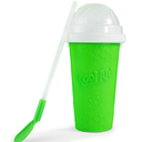 Kool-Aid Squeezy Slush Cup 2 Pack Slushy Maker Cup with Lid & Straw for Friends and Family, Portable Smoothie Squeeze cup for Milk, Juices, and Ice Cream Make (Green + Yellow)