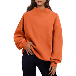 Trendy Queen Womens Oversized Sweatshirts Turtleneck Pullover Long Sleeve Hoodies Tops Fall Fashion Outfits 2025 Clothes (Large, Orange)