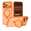 Compatible with iPhone 17 Pro Max Case with Invisible Magnetic O-Ring Stand Military-Grade Translucent Case for iPhone 17 ProMax 6.9" [Compatible with Mag-Safe][Great Grip Feeling],Orange