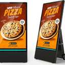 SIOXCFZ 43 inch Rechargeable Portable Outdoor Digital Signage Displays, 2K FHD, IP65 Waterproof, Smart LCD Split Screen, Brightness Auto-Adjustment Movable Advertising Kiosk with Android OS