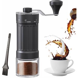Manual Coffee Grinder, 40 External Adjustable Settings, Portable Conical Ceramic Burr Coffee Bean Grinder, 30g Hand Crank Coffee Mill for Espresso, Pour Over, French Press, Travel, Camping, Office