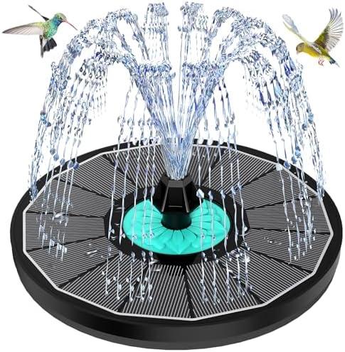 GAIZERL Solar Fountain Cyan Flower, Upgrade 3.5W Solar Bird Bath Fountains, Solar Powered Water Fountain with 7 Nozzles, 4 Fixed Pipes for Hummingbirds, Bird Bath, Garden, Pool, and Pond