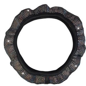 Steering Wheel Cover, Elastic Crystal Diamond Comfortable Grasp Slip Resistant Universal for 37 to 38cm Steering Wheel