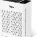 Tolife Powerful Air Purifiers for Home Large Room Up to 2000 FtPets with Washable Filter, Sleep Mode, Timer, HEPA Filter Pet Air Purifier for Bedroom,White