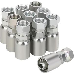 1/2 ID Hose x 1/2 JIC 37 Degree Flare Swivel Hydraulic Hose Fittings End, 10PCS Set for Single Wire Hydraulic Hose