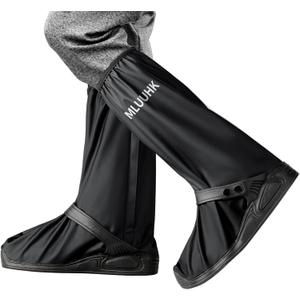 Rain Shoe Covers, Reusable Waterproof Rain Cover for Shoes, Non-Slip PVC Snow Boot Covers for Men and Women (Large, Black)