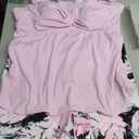 Modlily Surplice Tankini Swimsuits for Women, Two Piece Print Bathing Suit, Modest Coverage Tank Top with Board Shorts,XL