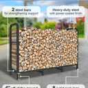 4ft Firewood Rack Holder with Cover, Adjustable Heavy Duty Fire Log Stacker Stand for Fireplace, Outdoor Indoor Metal Wood Pile Storage Organizer, Patio Logs Stand tool, Black