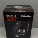 Mueller 12-Cup Drip Coffee Maker - Borosilicate Carafe, Auto-Off, Reusable Filter, Anti-Drip, Keep-Warm Function, Clear Water Level Window Coffee Machine, Kitchen Essentials & Accessories (Black)