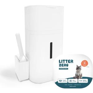 Litter Zero Premium Cat Litter Disposal System, White, Smart Waste Management Bin with Standard Refill, 7-Layer Odor Lock Technology, Made in Korea (1)