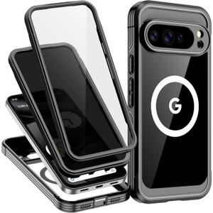 Magnetic for Google Pixel 10 Pro XL Case, Built-in HD & Privacy Screen Protector, [Military Grade Protection] Full Body Shockproof Anti Spy Phone Case for Pixel 10 Pro XL, Black