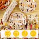 Zhehao 96 Pcs Cheers and Beers Party Decorations Beer Themed Plates Napkins Cups Tablecloth Tableware Set for Men Birthday Bar Retirement Bachelorette Party Supplies, Serve 24
