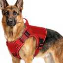 rabbitgoo Tactical Dog Harness for Large Dogs, No Pull Upgraded Reflective Heavy Duty Molle Vest with Handle, Adjustable Military Service Dog Vest for Walking Hiking Training, Red, XL