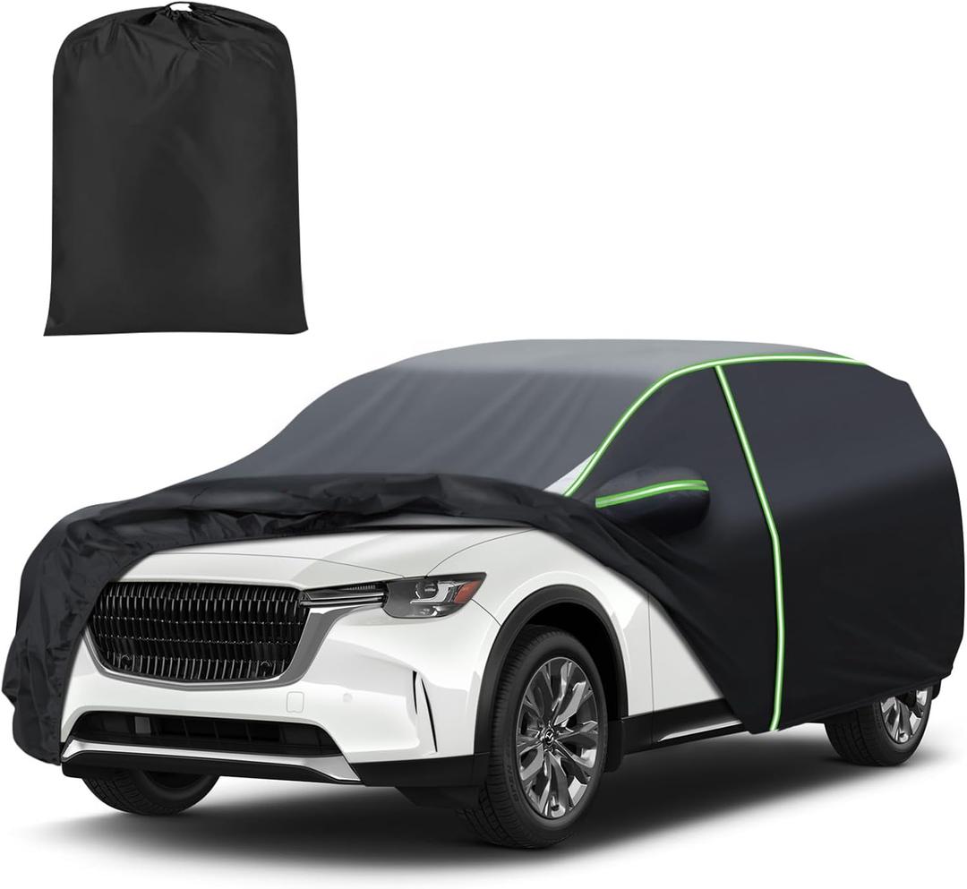 Car Cover for CX-9/CX-90 2007-2026, 7 Layers Full Car Cover All Weather Car Covers for CX9/CX90, Waterproof Outdoor Cover with Zipper Door Reflective Strips