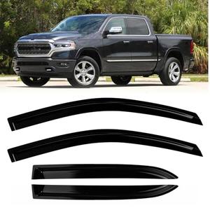 Fullux Window Rain Guards Compatible 2019-2025 Dodge Ram 1500 Crew Cab New Body 4PC Window Visors Vent Shade Deflector Full-Size Cabs Only