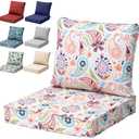 PATIOHIT 24x24 Inch Outdoor Cushions for Patio Furniture Water-Repellent Patio Chair Cushions 2-Year Fade Resistant Deep Seat Cushions, Replacement Cushions for Outdoor Furniture (Red Flower)