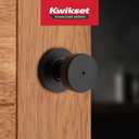 Kwikset Pismo Interior Privacy Door Knob with Lock, Door Handle For Bathroom and Bedroom, Matte Black Keyless Turn Lock Doorknob, with Microban Protection