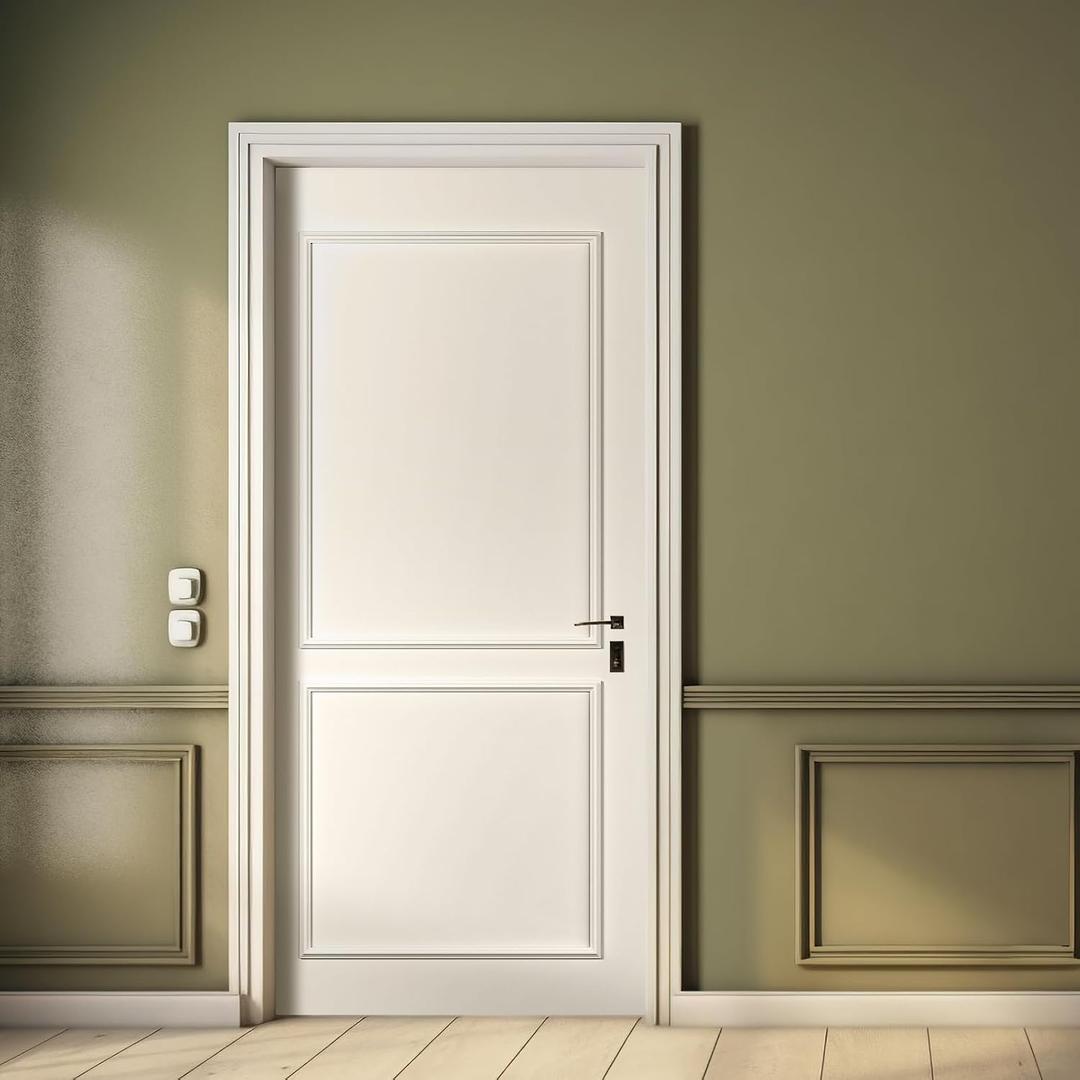 Colingmill 1 Set Peel and Stick Door Moulding Trim Kit Premade Wall Moulding Panels Flexible Self Adhesive 3D Wainscoting Panels for Mirror Window Frame Decor (Top 26"x36" and Bottom 26"x24")