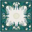 Blue Green Peacock Chinoiserie Floral Mahjong Mat 31.5"x31.5"