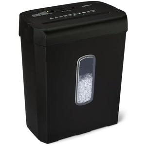Amazon Basics Heavy Duty Cross-Cut Paper and Credit Card Shredder for Home Office, 6-Sheet Capacity, 3.7 Gallon, Black