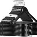 HOUSE DAY Black Wooden Hangers 30 Pack, Solid Wood Hanger with Non Slip Pant Bar, Heavy Duty Wooden Coat Hanger for Closet, Smooth Finish Wood Clothes Hangers for Shirts, Suits Jackets, Dress
