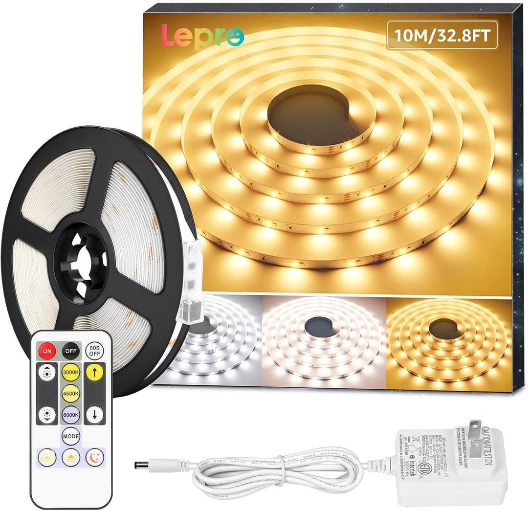 Lepro LED Tunable White Strip Light, Warm to Cool White,32.8ft Dimmable Bright LED Tape Lights, 600 LEDs 2835, Strong 3M Adhesive, Not Cuttable, Suitable for Christmas Decorations, Home, Bedroom