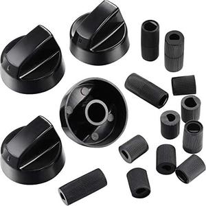Jetec 4 Pack Control Knobs Replacement with 12 Adapters for Oven/Stove/Range, Please Check Carefully Whether The Dimensions in Figure Match(Black)