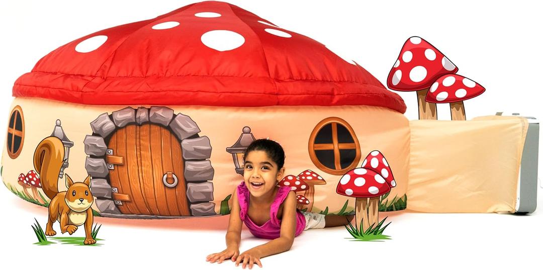 The Original Patented AirFort - Build A Fort in 30 Seconds, Inflatable Fort for Kids, Play Tent for 3-14 Years, A Playhouse Where Imagination Runs Wild, Fan not Included (Mushroom House)