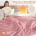 Heating Blanket Queen Size Electric Blanket - 84"x90" Dual Control Heated Blankets for Bed with 5 Heating Levels and 10 Hours Auto-Off, Soft Fluffy Sherpa Fleece, Warming Gifts for Grandma(Pink)
