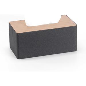Rectangular PU Leather Tissue Box Napkin Holder for Home, Heightened Napkin Box with Leather Craftsmanship Oversized (Black)