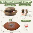 Kitty Curls Cat Scratcher Toy, Magic Organ Foldable Cat Scratching Board for Indoor Cats Reduce Boredom, Interactive Toys with Bells for Kitten Play Exercise Anxiety Relief (Brown, 1 Pack)