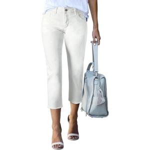 Sidefeel Women's Capri Jeans High Waisted 2025 Summer Fashion Straight Leg Raw Hem Denim Capri Pants (10, White)
