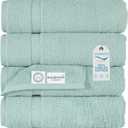 SALBAKOS 100% Turkish Cotton Bath Towels | 4 Piece Turkish Bath Towels 27x54 in Standard Size | Premium Hotel Quality, Super Absorbent, Thick & Plush Turkish Bath Towel (Seafoam Green, 4 Bath Towels)