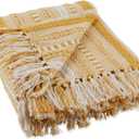 DII Braided Striped Throw, 50"x60", Honey Gold