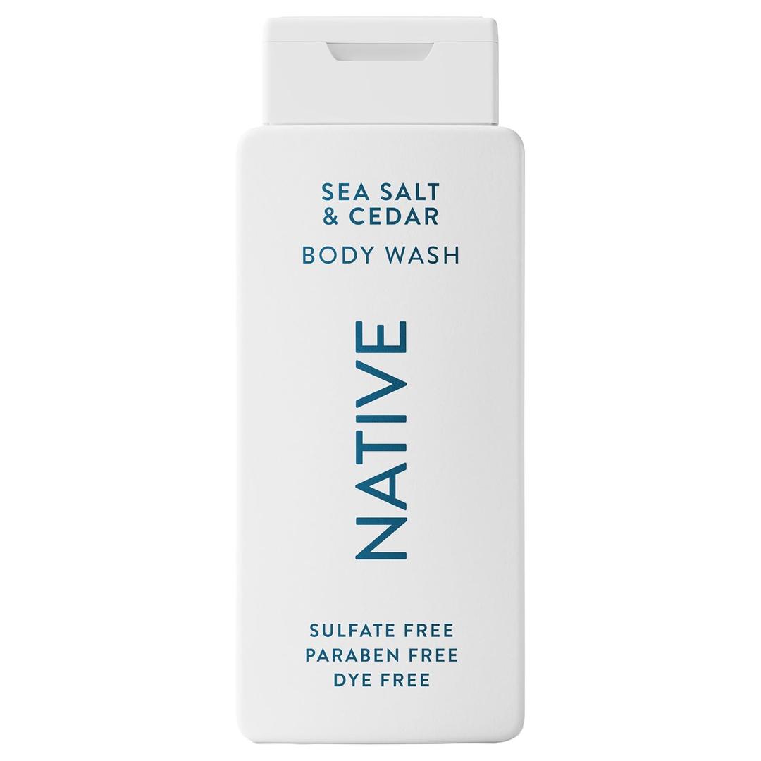 Native Body Wash Contains Naturally Derived Ingredients | For Women & Men, Sulfate, Paraben, & Dye Free Leaving Skin Soft and Hydrating | Sea Salt & Cedar 18 oz