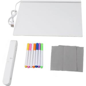 Acrylic Clear Writing Board LED Desk Light Up Dry Erase Board Light Up Board Tablet with Stand 7 Colored Pens 2 Wiping Cloths for Writing List Office