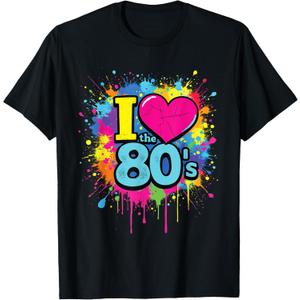 I Love The 80's Retro Colorful Splash Design Old School Fun T-Shirt