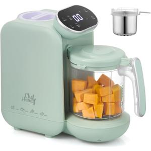 Baby Food Maker, 5 in 1 Baby Food Processor with Steaming Basket, Auto Cooking & Grinding, Touch Screen Control, Baby Steamer and Blender, Baby Food Puree Maker Warmer Mills Machine (Green)